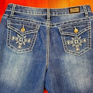 Earl Jeans Womens 8X17 Capri Jeans Blue Flap Pocke